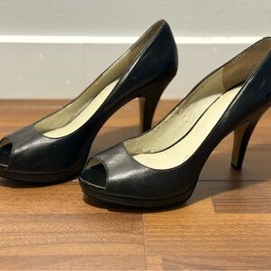 Black Nine West Peep-Toe High Heel Pumps